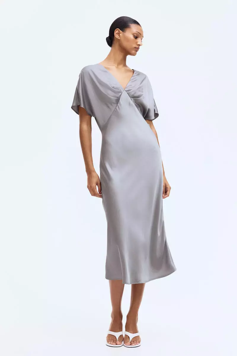 V-neck satin dress