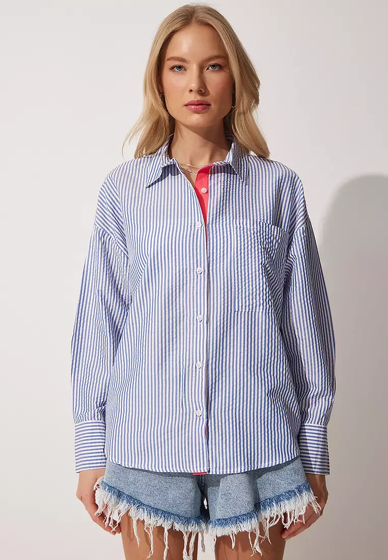 Stripe Back Button Shirt