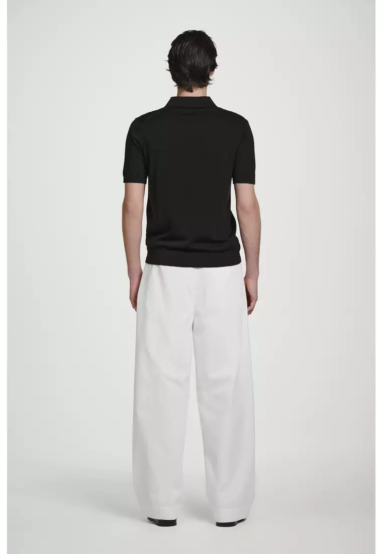 SLIM KNITTED SILK ZIP-UP POLO SHIRT