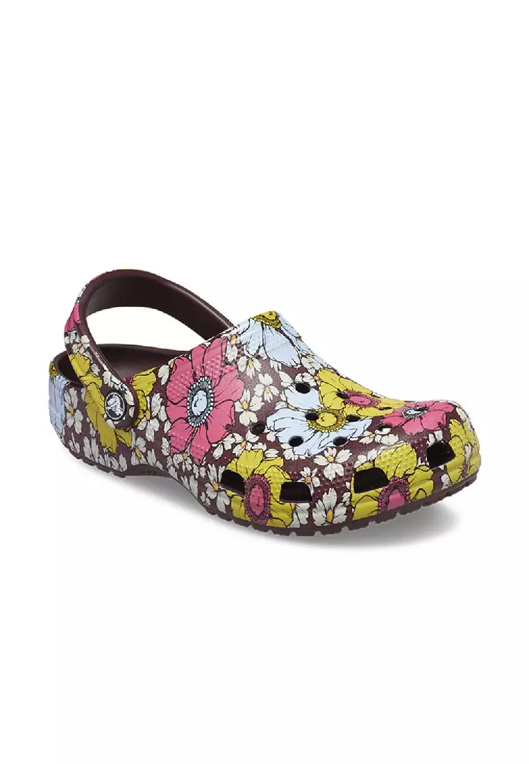 Discount on Crocs  shoes - SKU: Classic Retro Floral Clog in Dark Cherry Multi