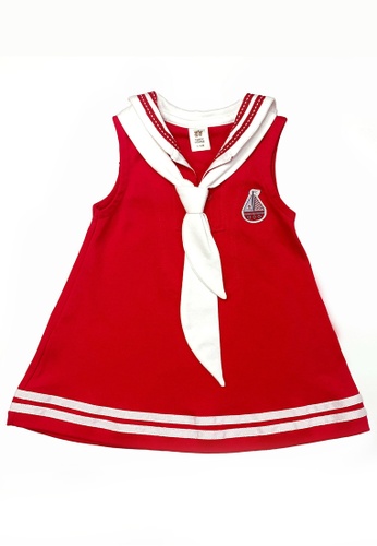 Toffyhouse white and red Toffyhouse Nautical Red & White Stretch Dress 2BFC9KAEE248CFGS_1