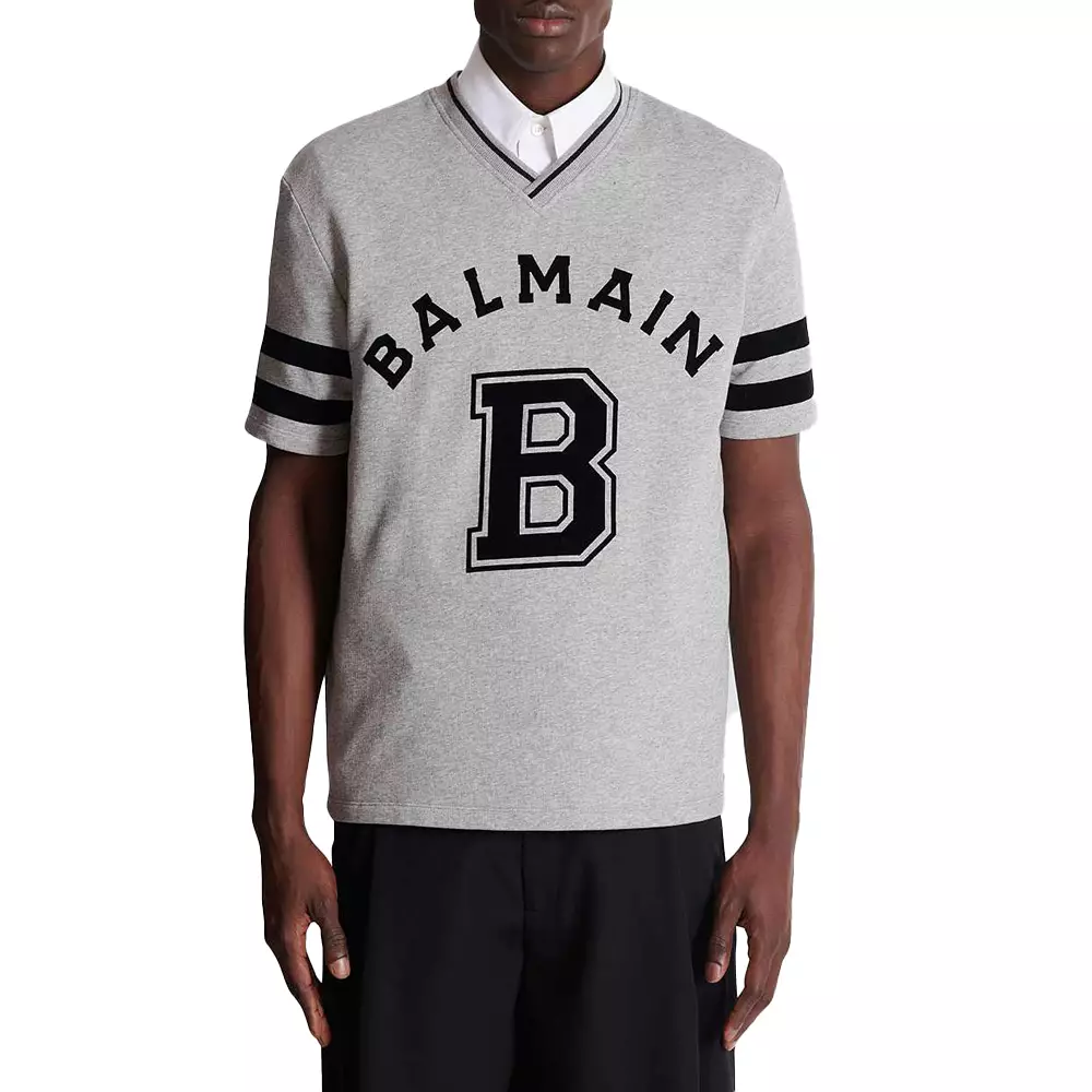 Sport V-Neck Logo T-Shirt Grey