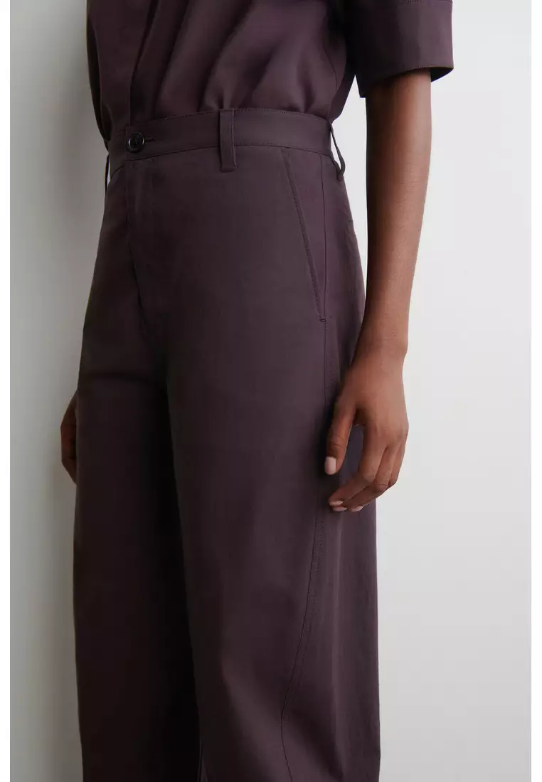 COTTON BARREL-LEG TROUSERS