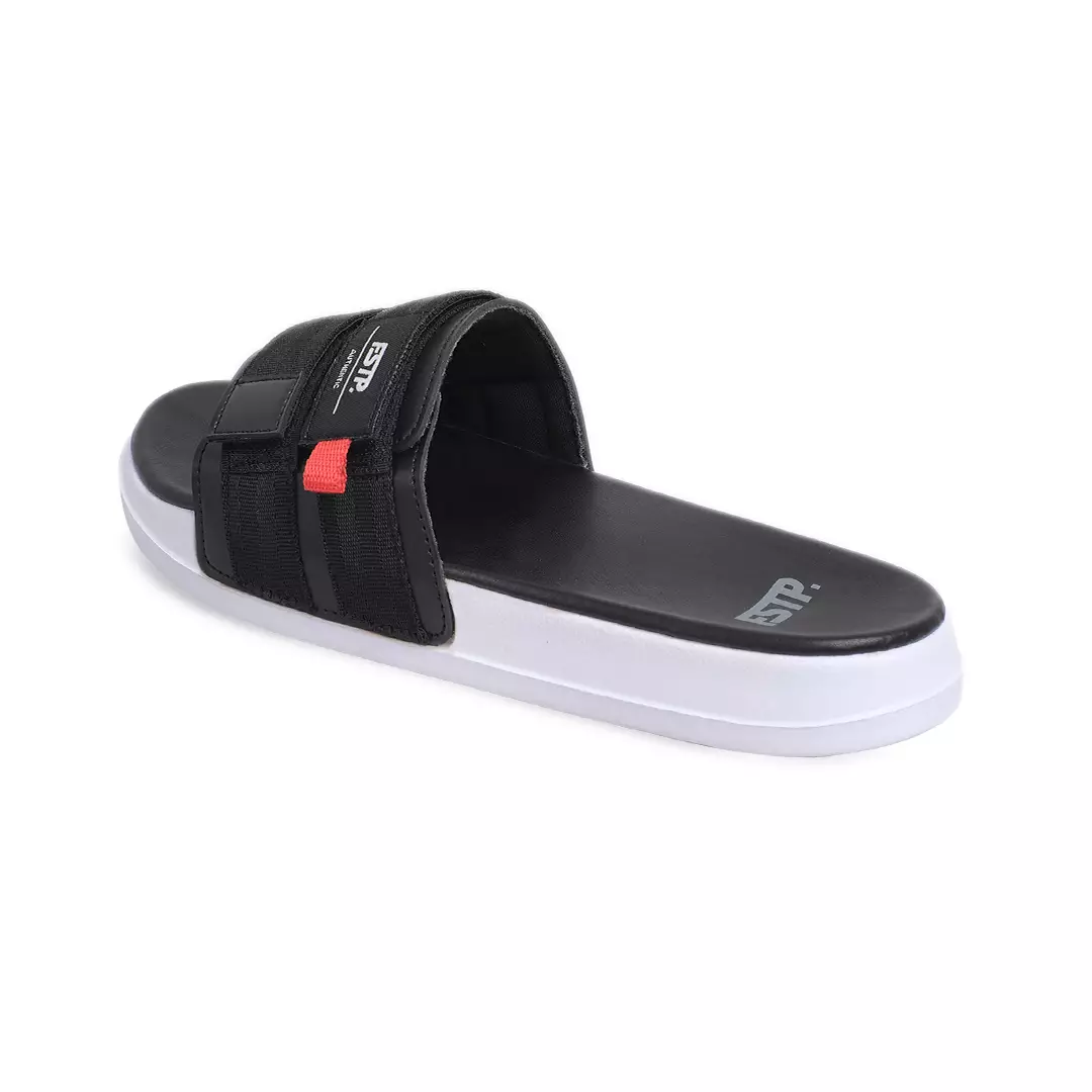 Stereo Black White Sandal Pria Slide