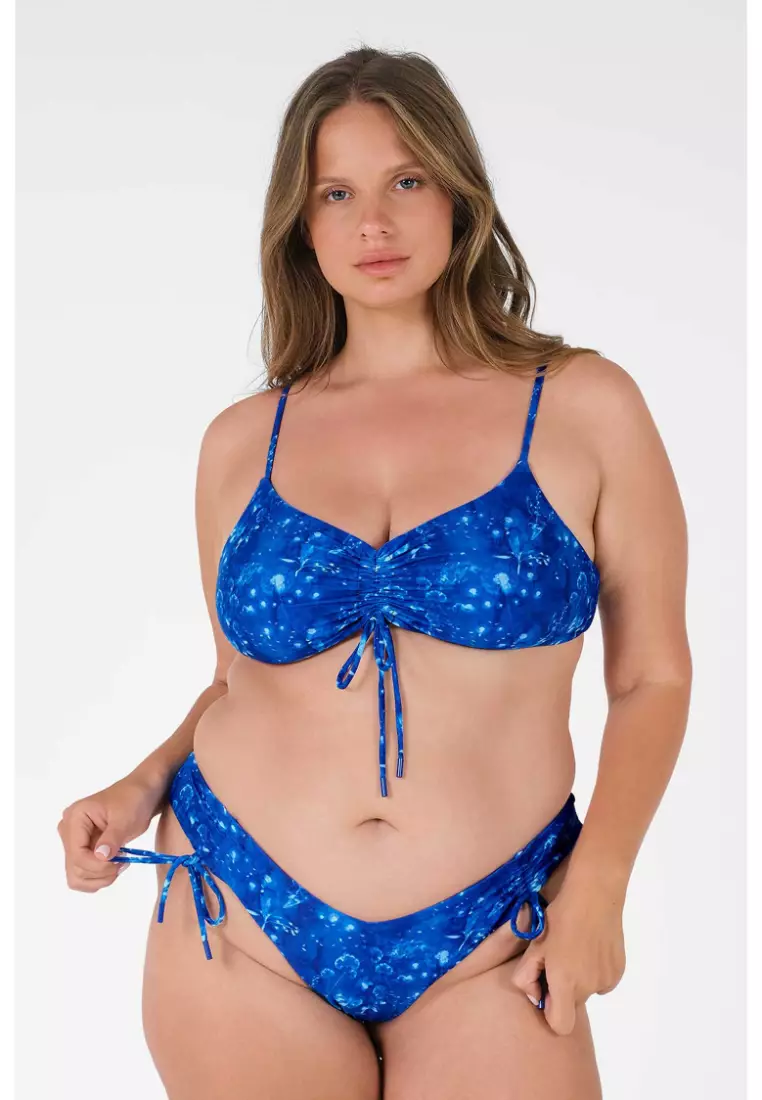 Sophia Scrunched Bikini Top / Cyanotype