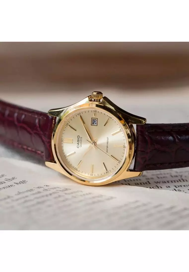Women' Analog Watch LTP-1183Q-9A Brown Genuine Leather Band Watch for ladies