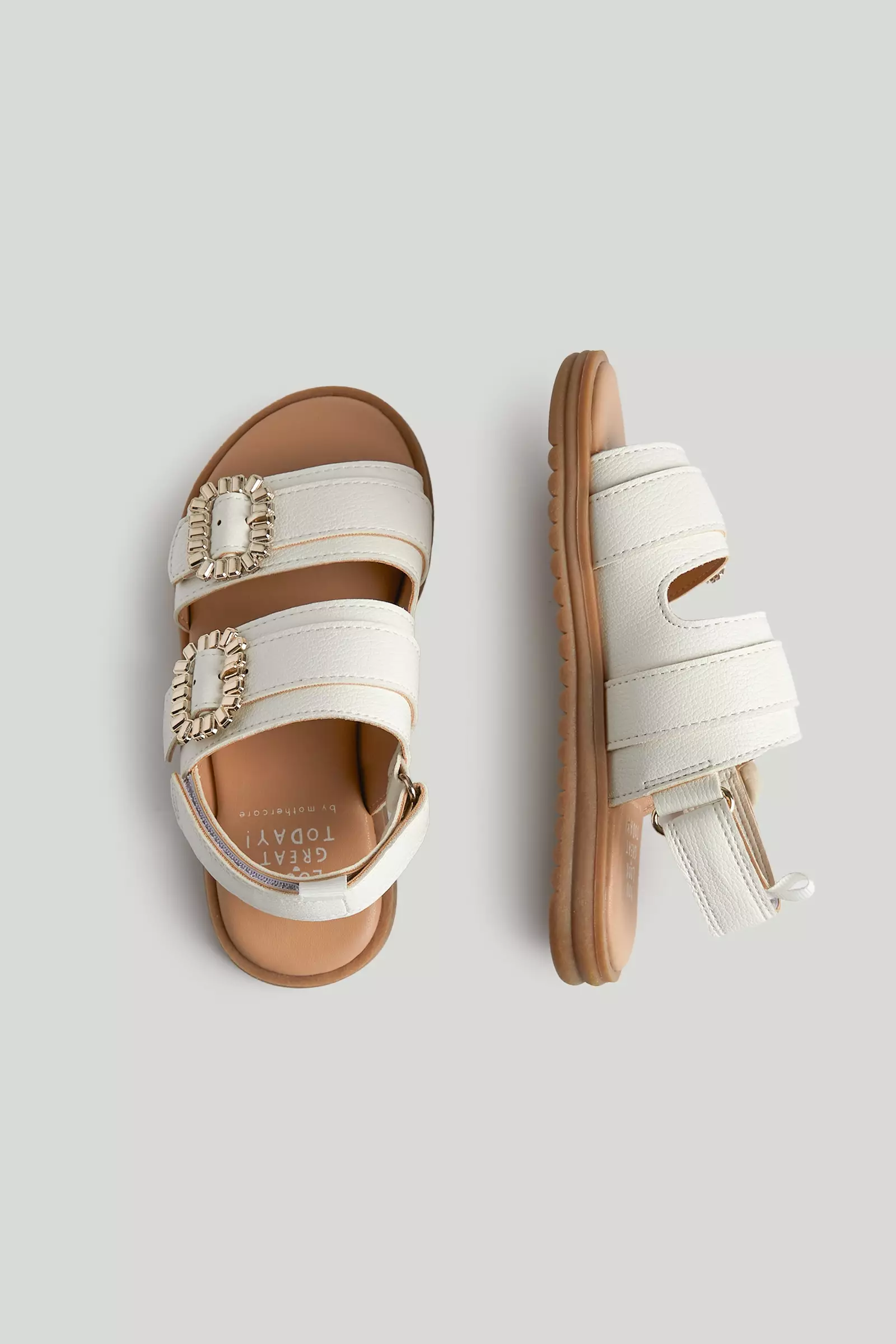 Mothercare White Buckle Sandals - Sepatu Sandal Anak Perempuan (Multi)