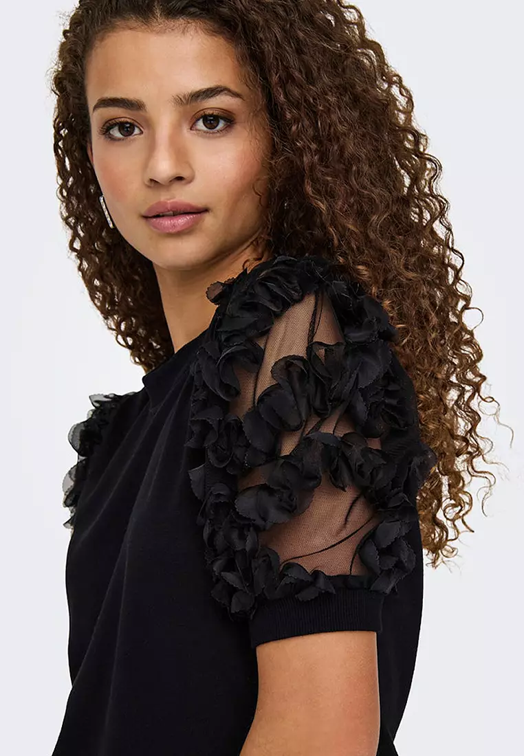 Ruffled Tulle Blouse