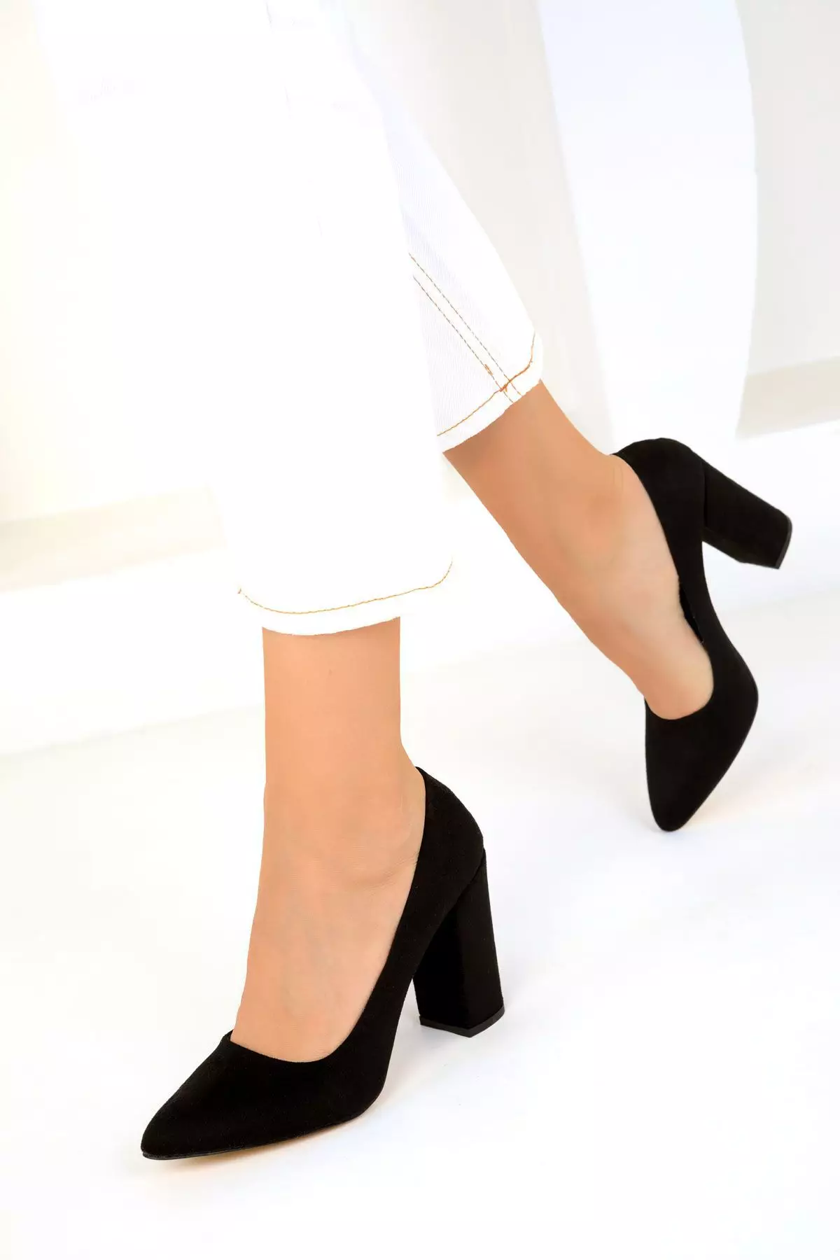 Pointed Toe Block Pump Heels
