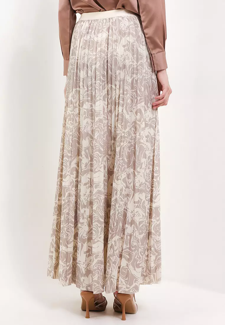 Printed Pleats Maxi Skirt