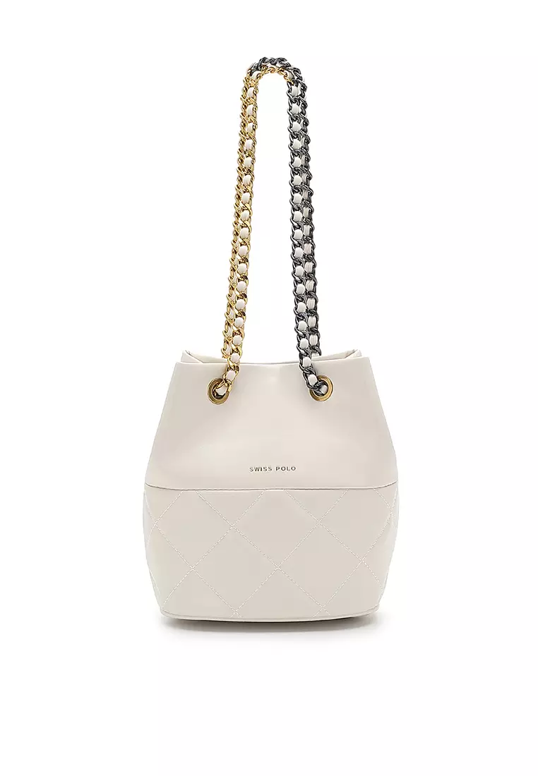 White bag with silver on sale chain