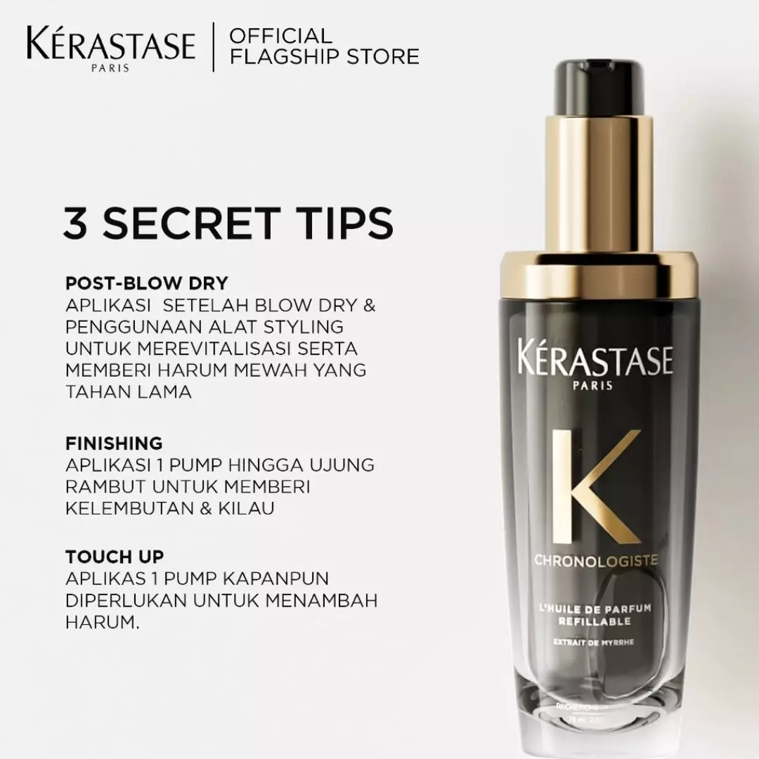 Kerastase Chronologiste Hair Oil 75ml Anti Aging Hair Serum - Serum Rambut untuk Rambut Aging (Rapuh, Kusam, Kaku)