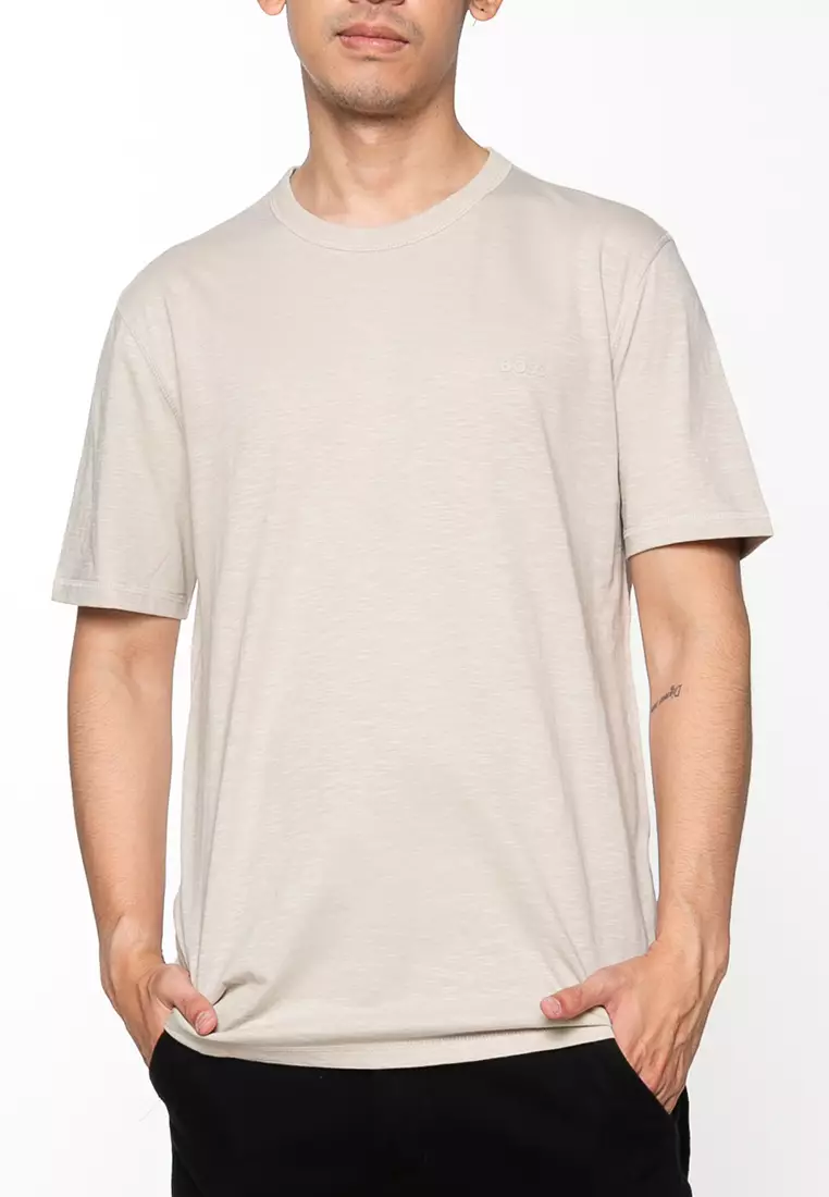Logo Slub Cotton T-Shirt - BOSS Orange