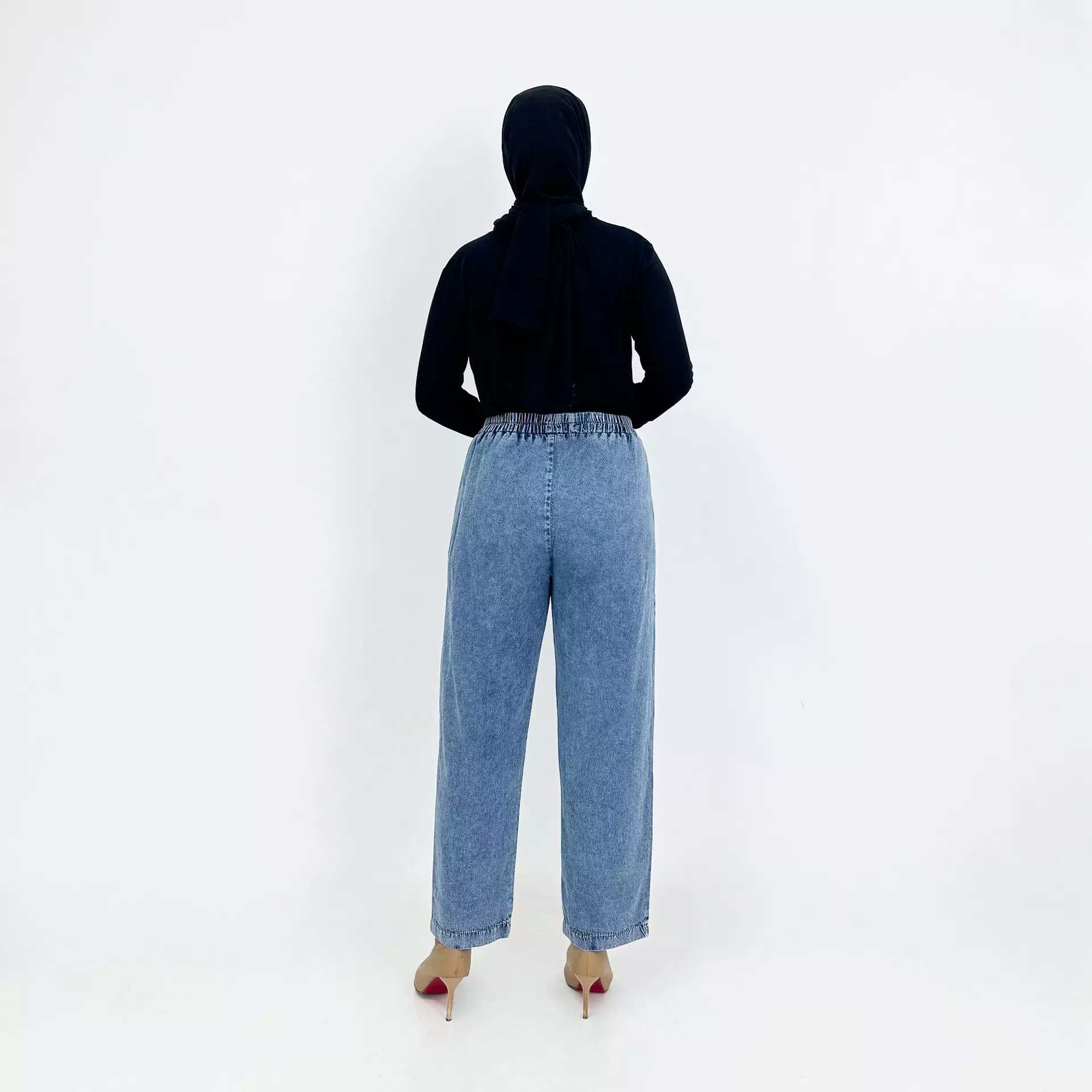 Ina Baggy Denim Pants SNOW BLUE Celana Panjang Soft Jeans Wanita 