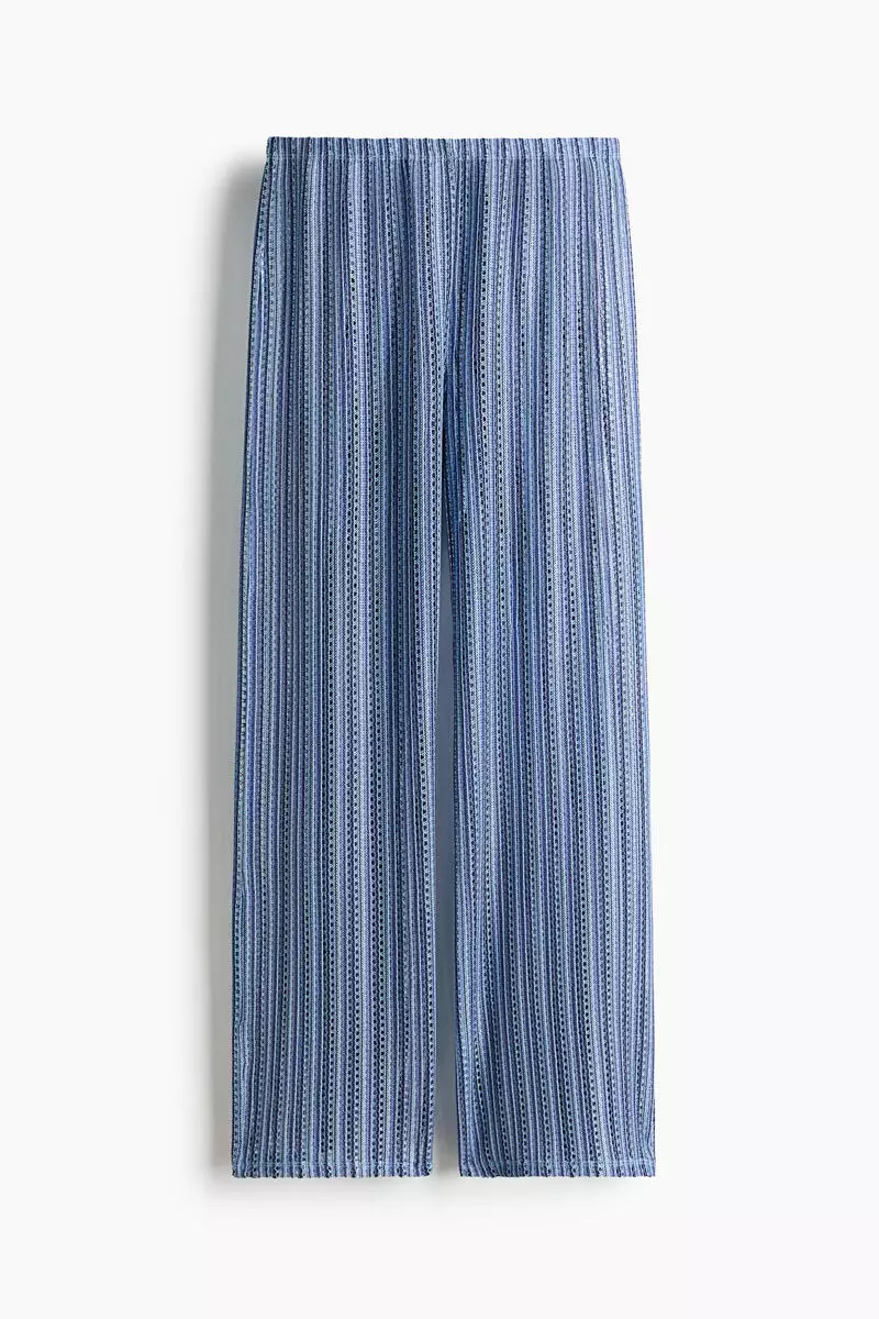 Wide hole-knit trousers