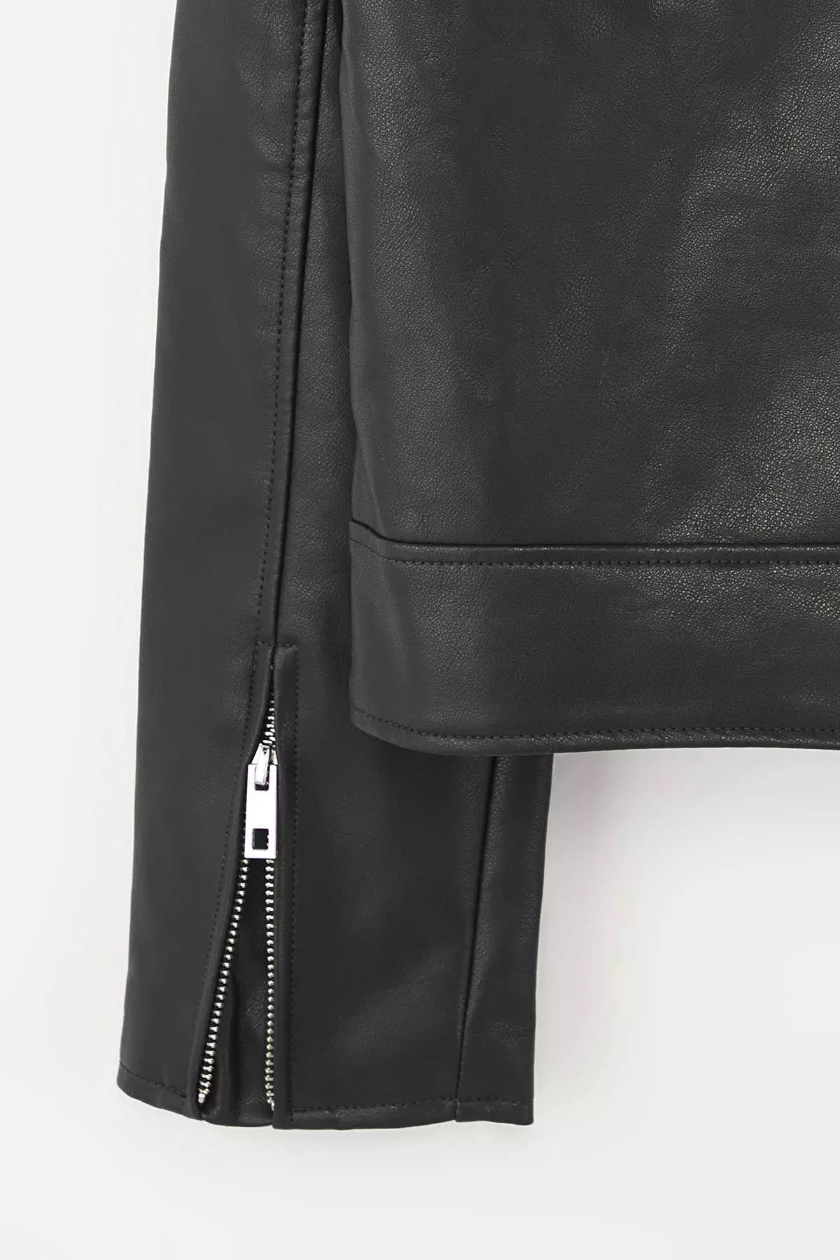 Black Fitted Mold Faux Leather Biker Slim Jacket Coats