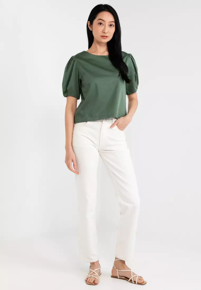 Puff Sleeves Cotton Blouse