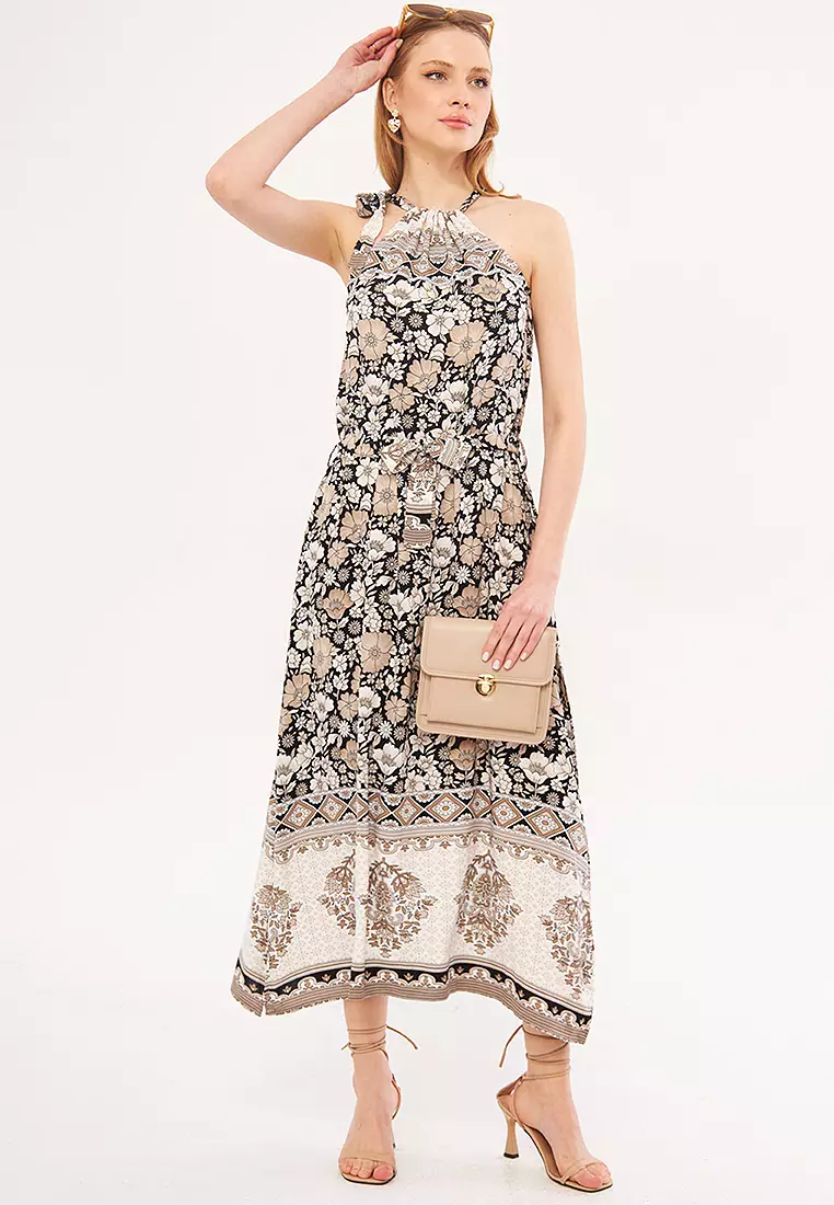 Floral Belted Maxi Dress