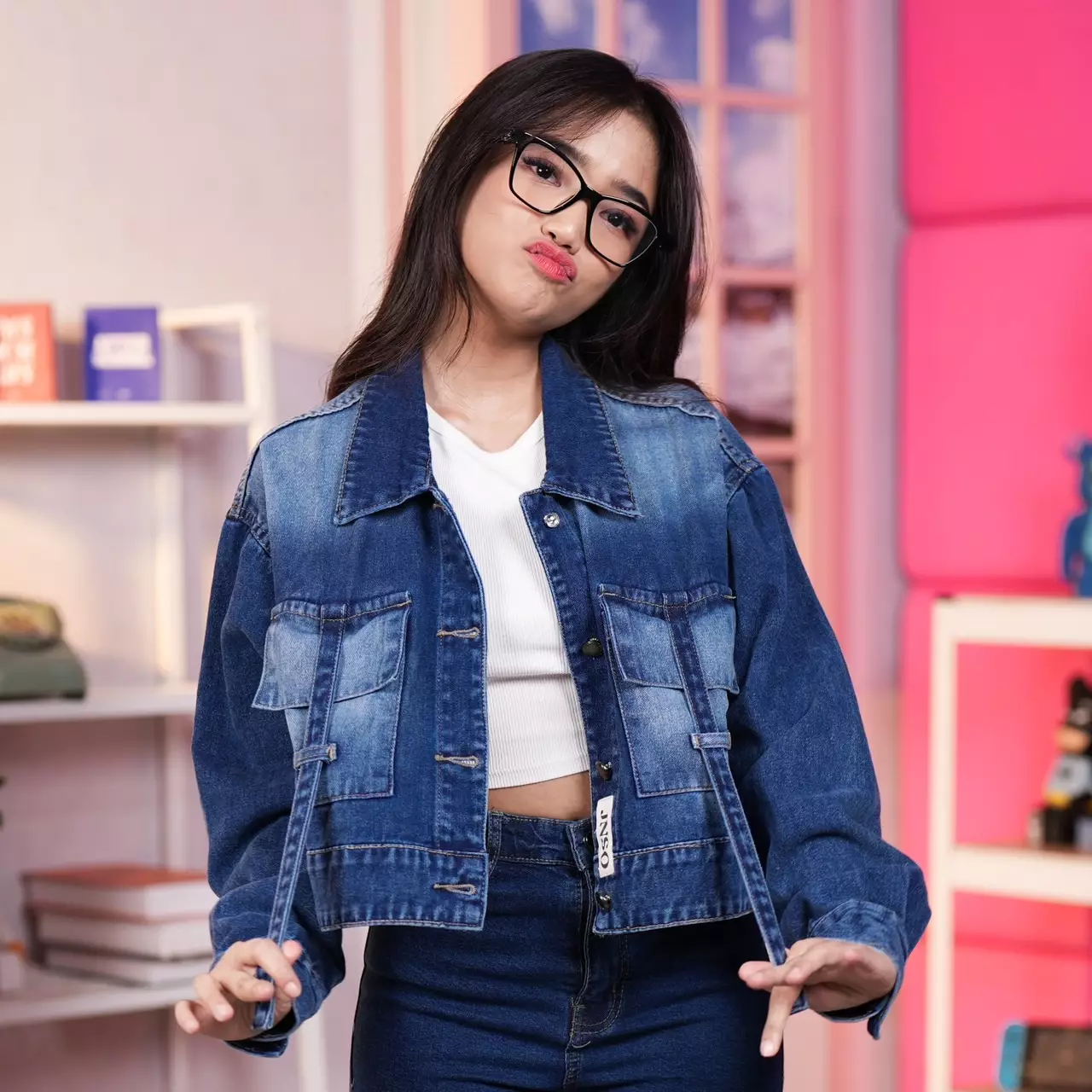 Jaket Crop Jeans Oversize Boxy Bio Spray