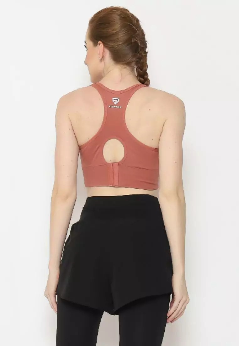 Fitwear - SportBra Olahraga Wanita RIN RIBBED CROP HOOK - Dusty Pink