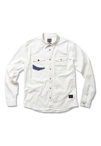 men s patched denim shirt