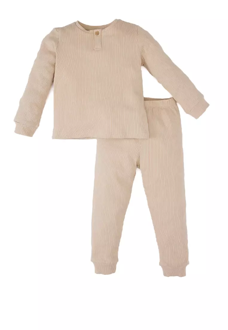 Long Sleeve Plain Pyjama Sets Plain Pyjama Set Pearl Grey Calliope
