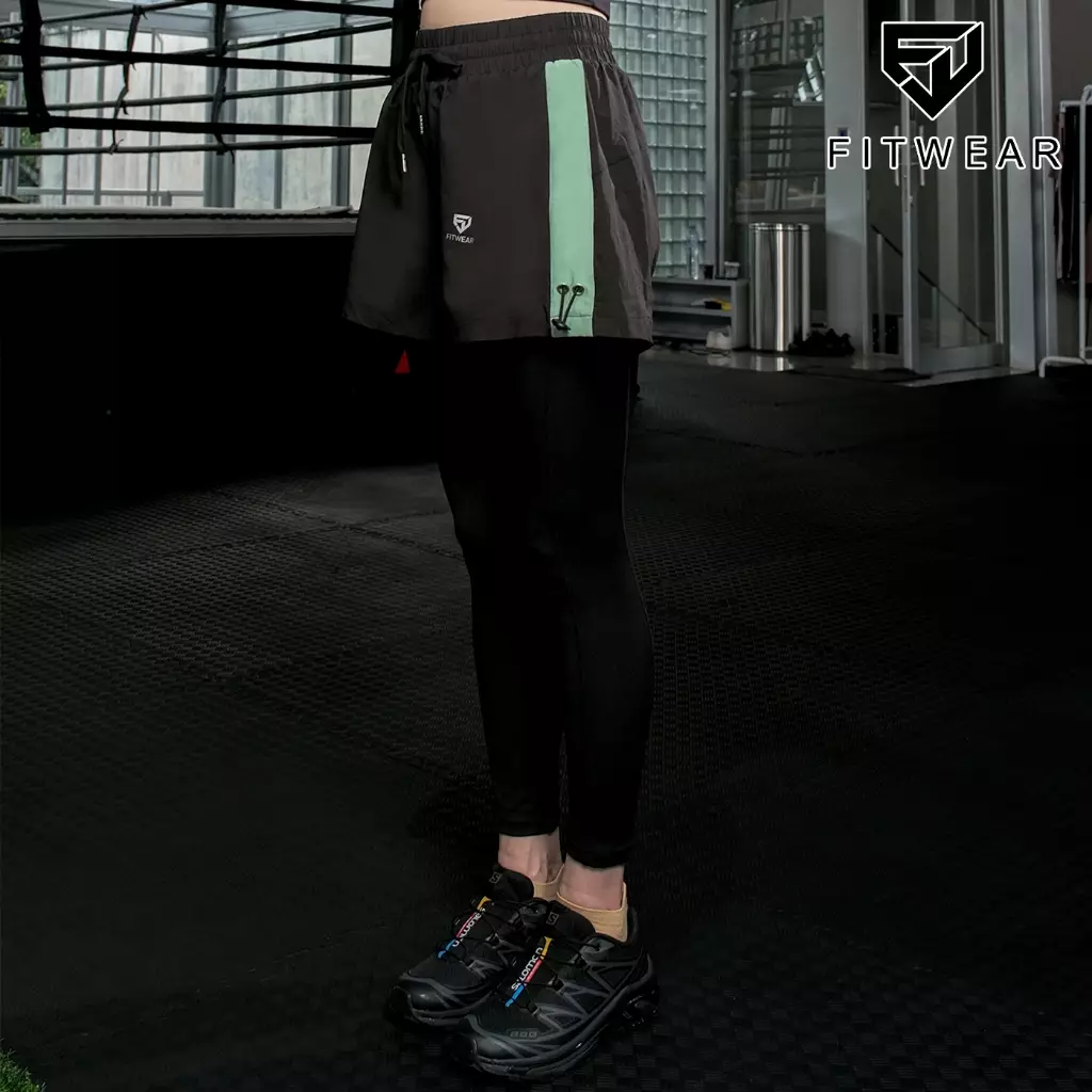 Fitwear - Celana Lari + Inner Legging Olahraga Wanita CLAUDIA LIST POCKET OVERSIZE - BABY GREEN