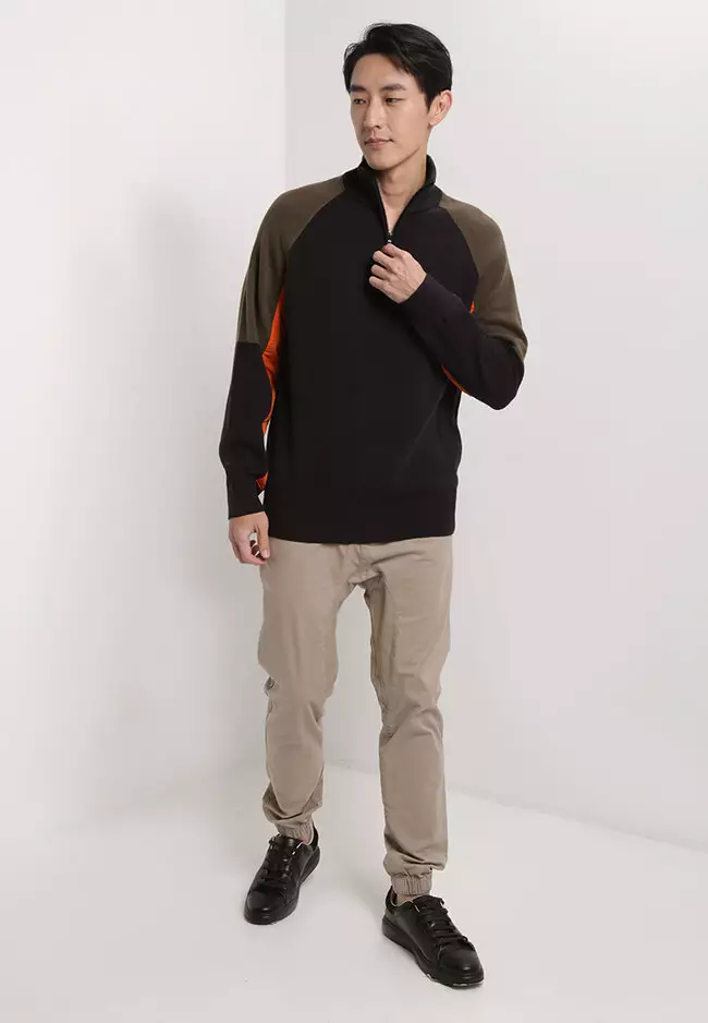 Color-Block Hybrid Half-Zip Jacket