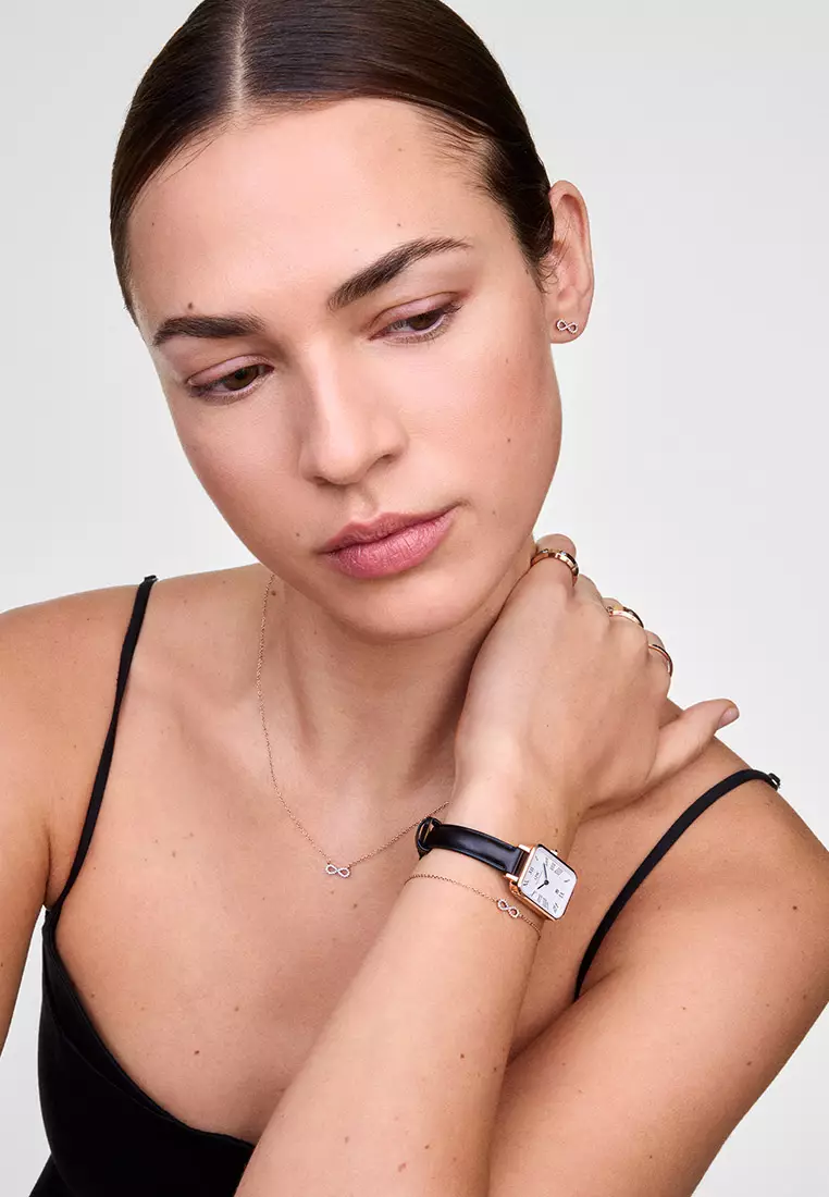 Quadro Roman Numerals Date Sheffield White Rose Gold Women Watch stainless steel leather strap watch DW Official Authentic Original