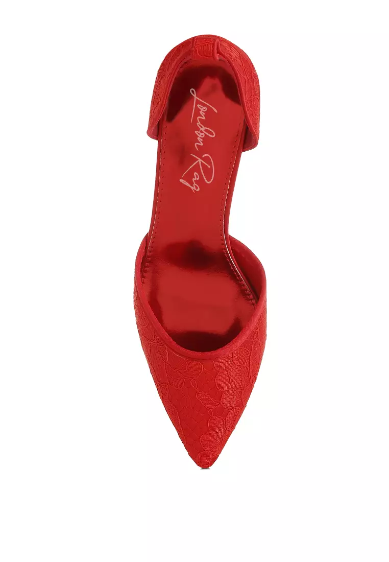 Sandal hak anak kucing berenda warna hitam