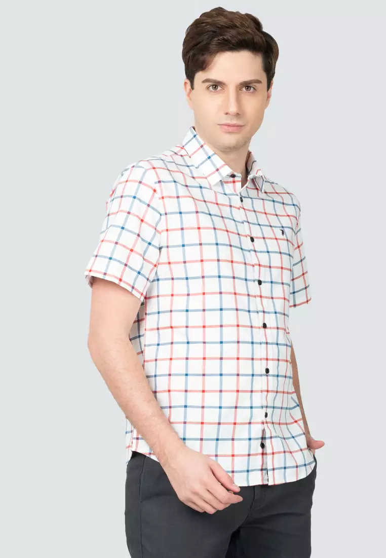 Polo Haus Men’s 100% Cotton Signature Fit Check Short Sleeve MBSS018