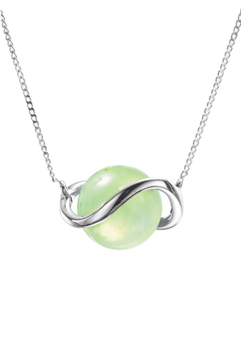 Majade Jewelry green and silver Peridot Saturn Necklace In 14k White Gold 97B63ACE0447BDGS_1