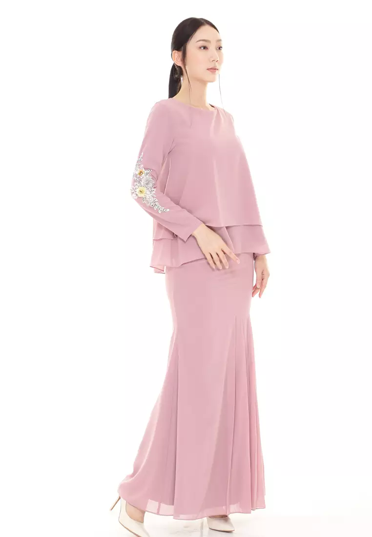 Gloria Kurung Kedah Modern in Dusty Pink