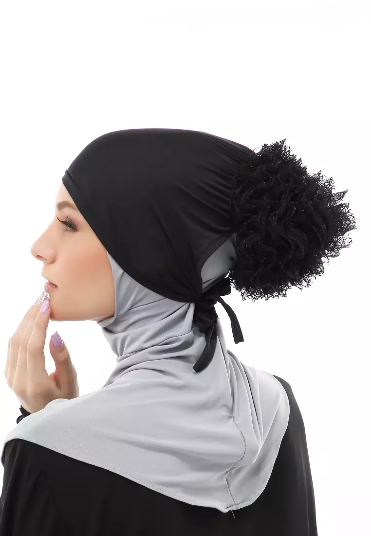 Irna Inner Ciput Muslimah Wanita Motif Polos Relaxed Fit - Black