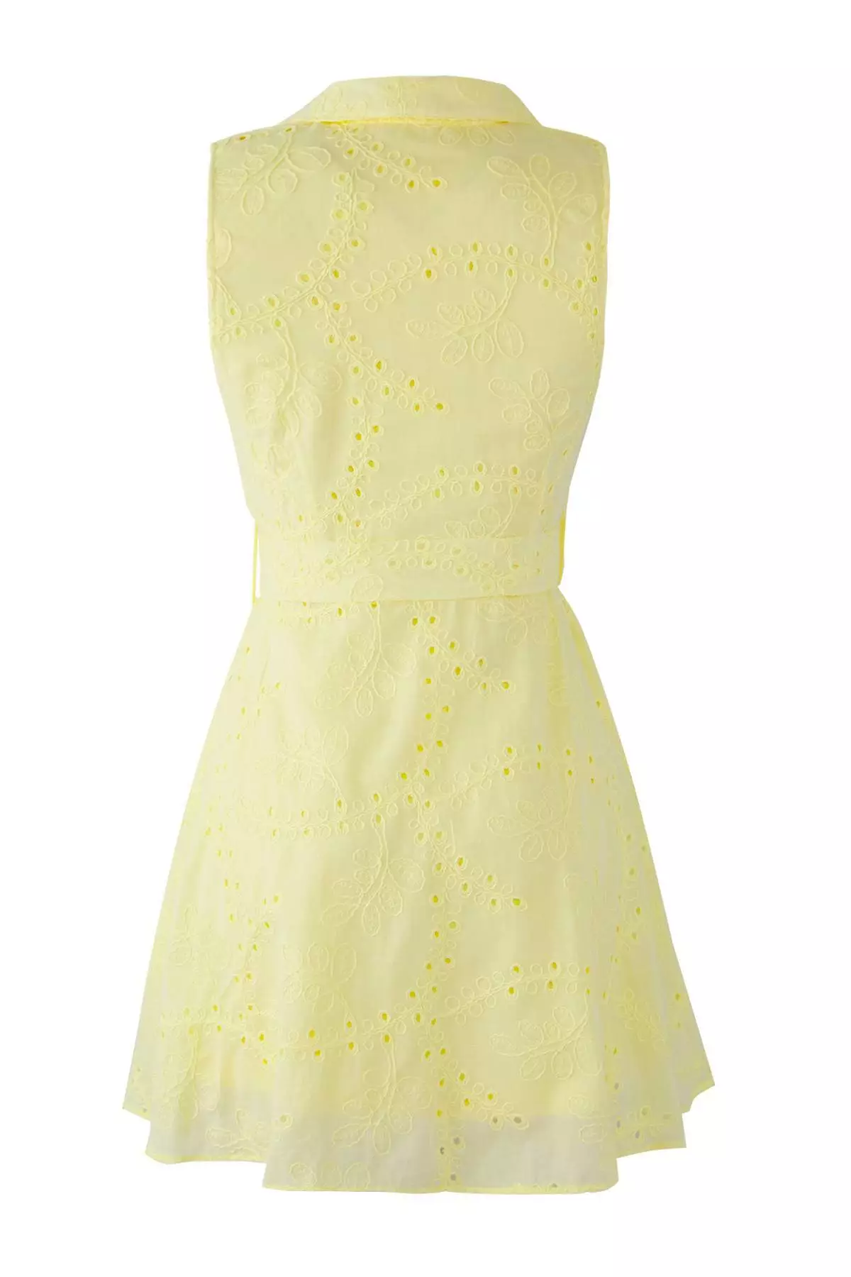 Light Yellow Tie Detailed Plain Short / Mini Woven Dress