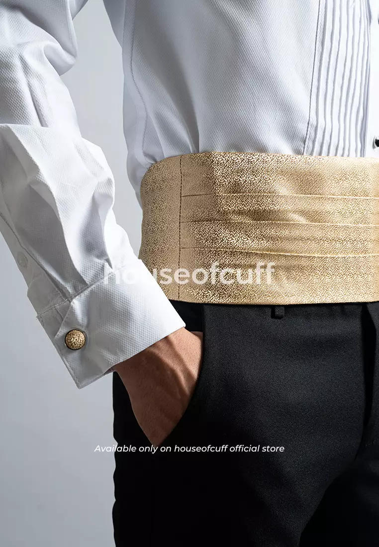 Suspender Gesper Belt Wedding Best Man Cummerbund Gold Motif