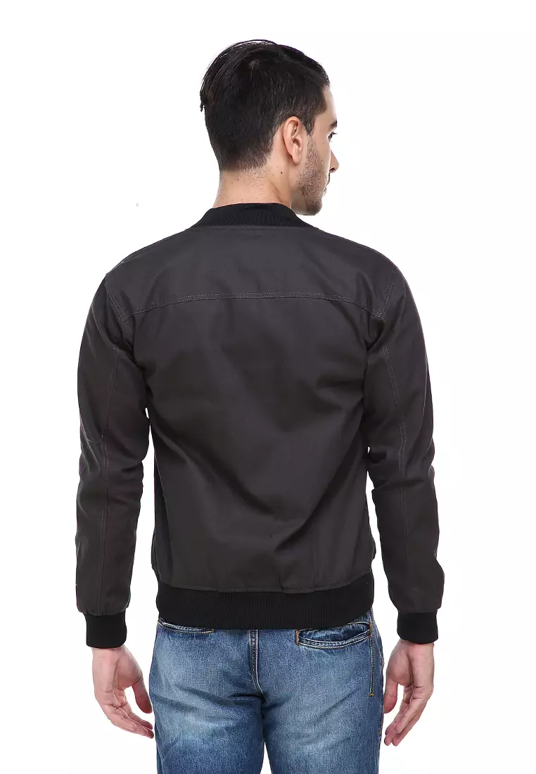 Jems Jaket Bomber Pria & Wanita Deluxe Jacket Material Canvas Baby Premium ORIGINAL - Gray