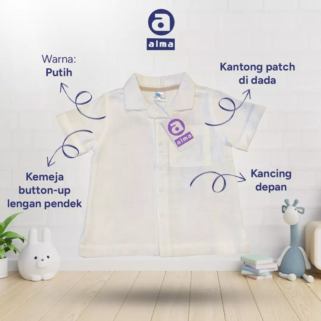 Alma Kids & Baby Kemeja putih NEO Full Cotton