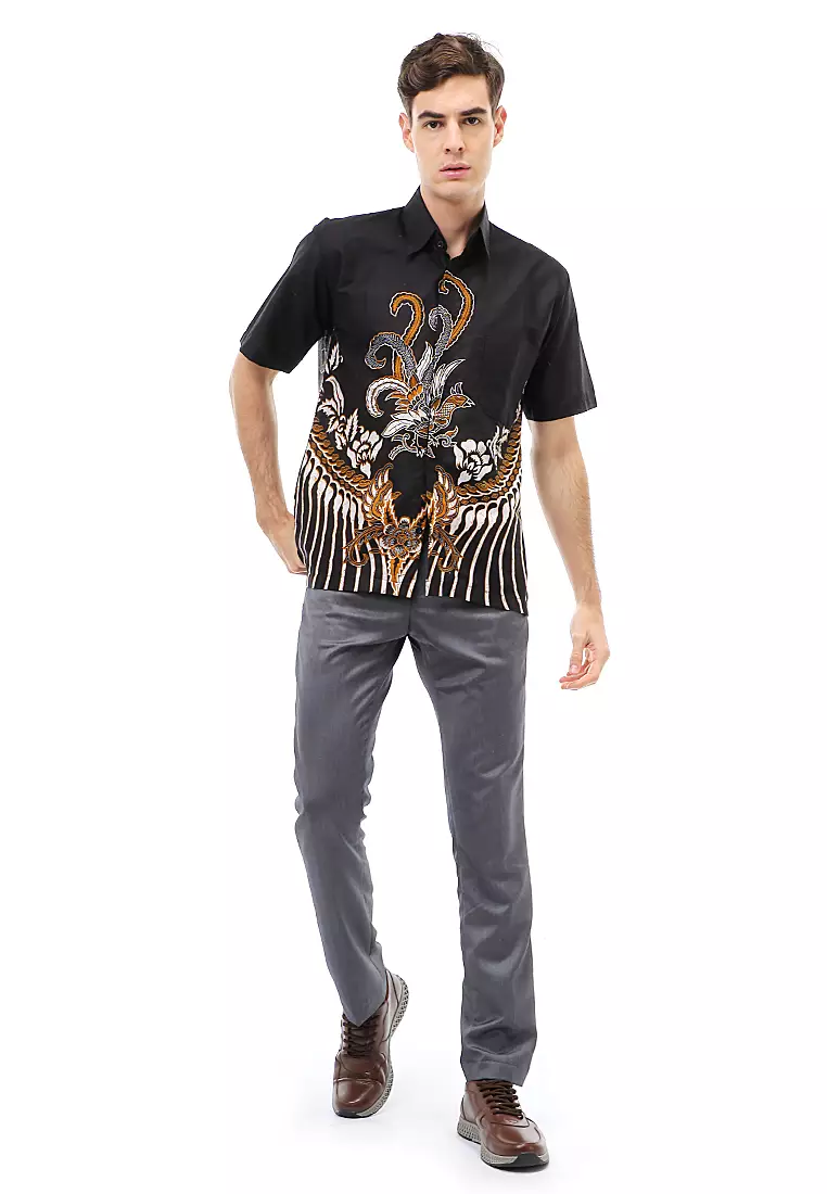 Kendrick Atasan Formal Kemeja Batik Pria Motif Ayam Short Sleeve Material Cotton ORIGINAL