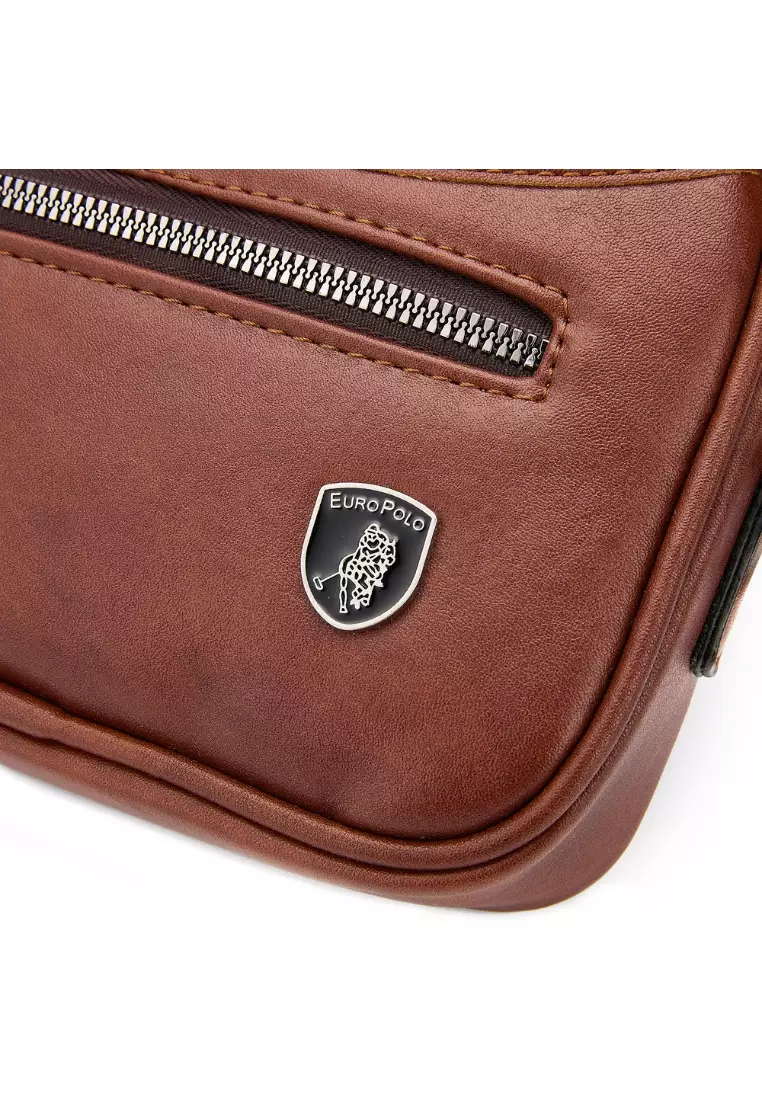 Euro Polo Men's Casual Faux Leather Sling Bag with Gift Box EBA 51207