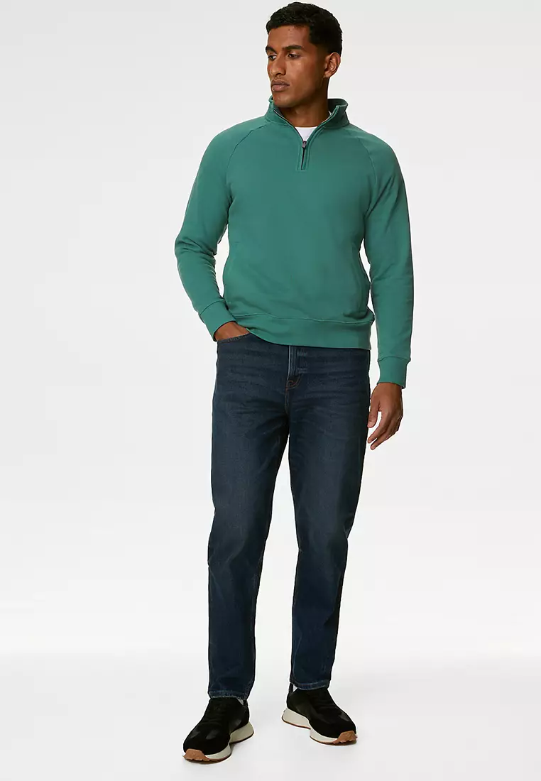 Pure Cotton Half Zip Sweatshirt