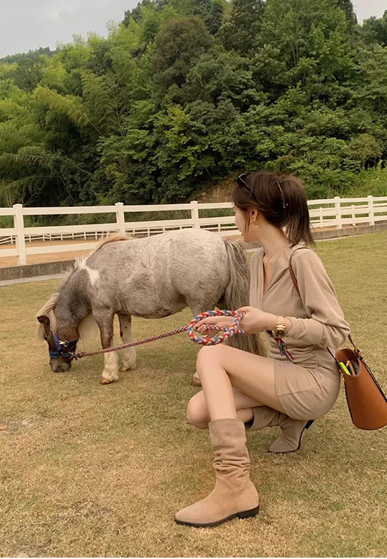 Pointy Suede Fabric Long Boots QZ2894-3