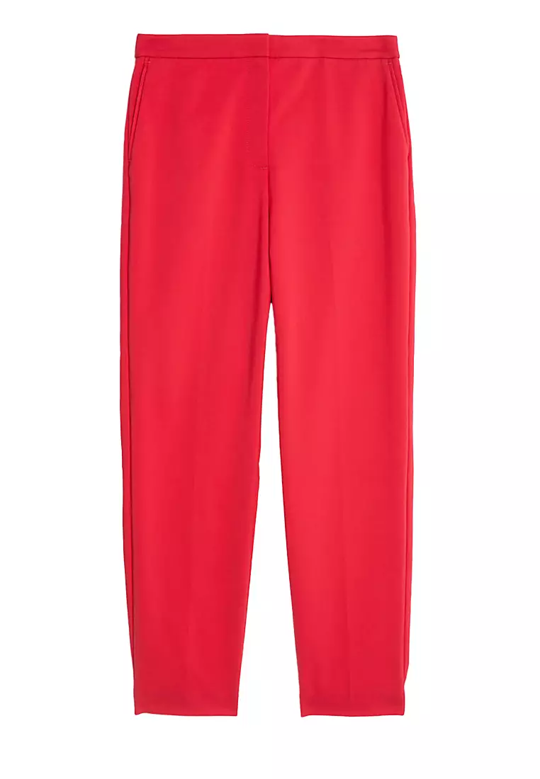 Cotton Blend Slim Fit Ankle Grazer Trousers