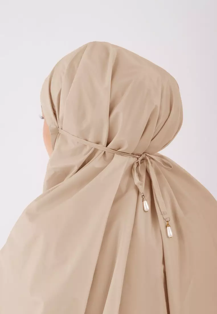 Zelena - Nira Mukena Travel Basic 2in1 Resleting - Creamy Brown