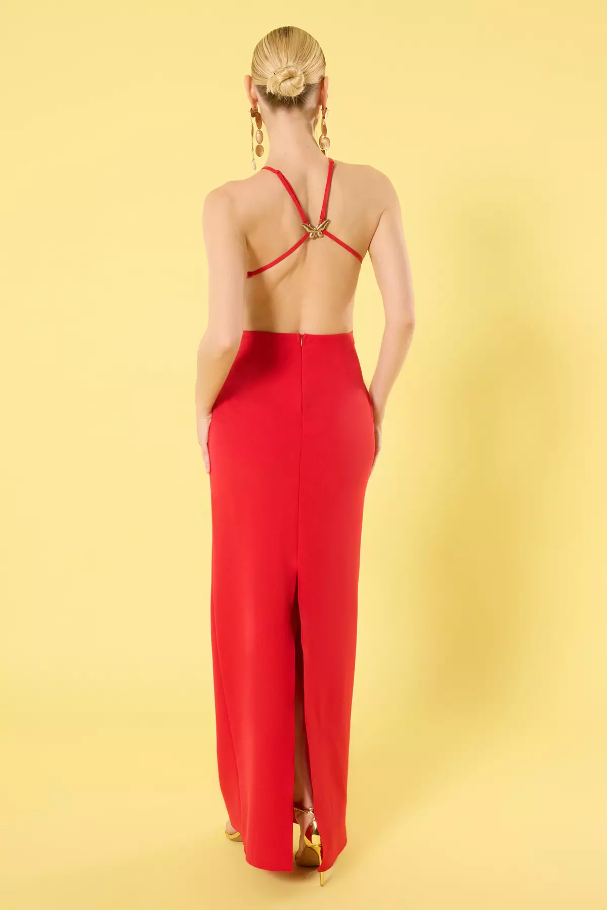 綴飾梭織長連身裙