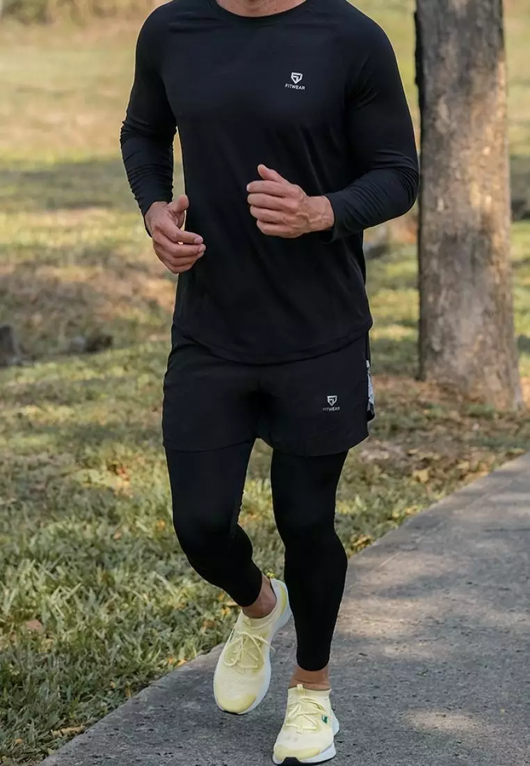 Fitwear - Celana Lari + Legging Pria WILLIAM MARBLE SHORT - BLACK