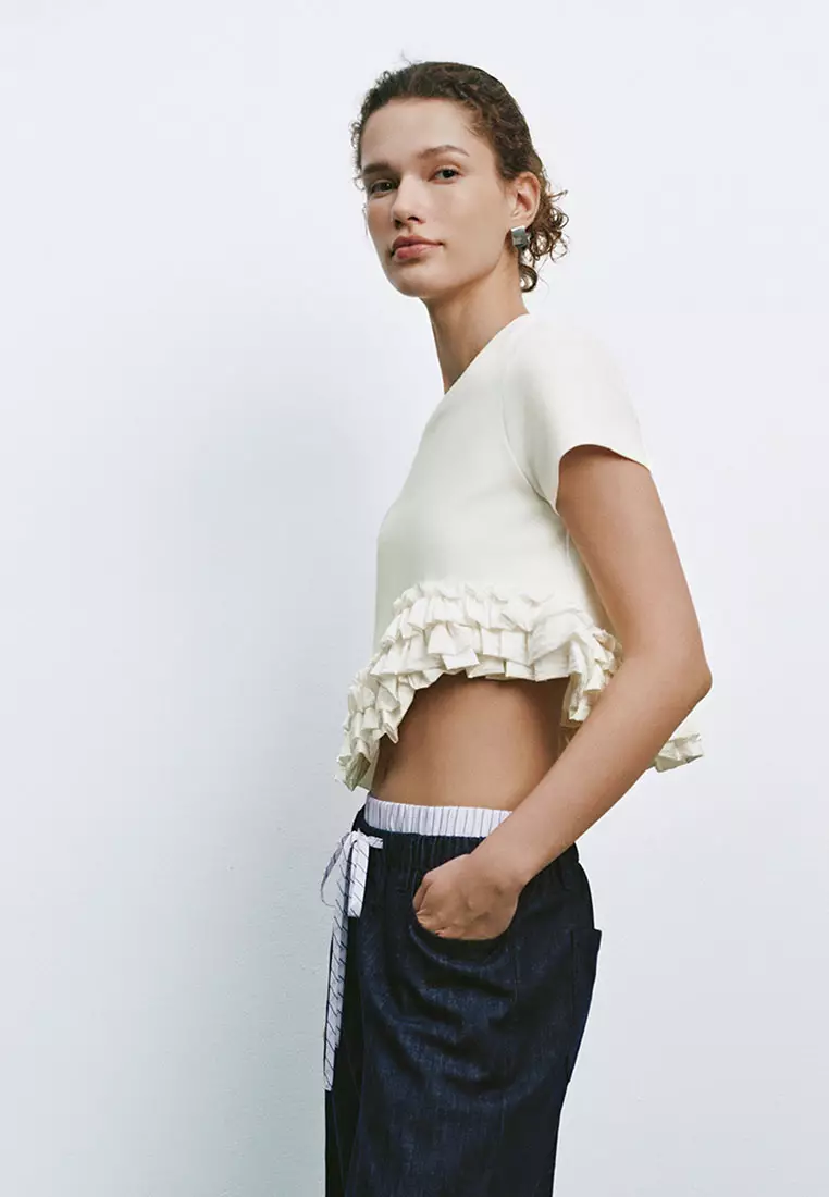 Ruffle Hem Short Sleeve T-Shirts