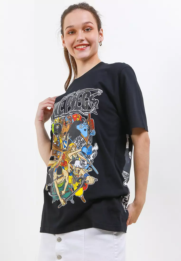 Ossu T-Shirt One Piece Anime Black Cotton Combed