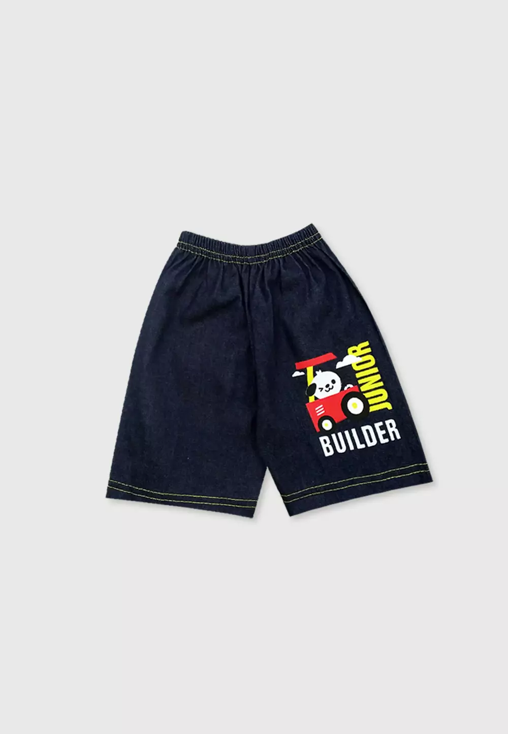 Wakakids Setelan Bayi Laki Laki Baju Lengan Pendek Anak Usia 6 Bulan Hingga 12 Bulan Set Celana Jeans Motif Tractor 3024 Kuning