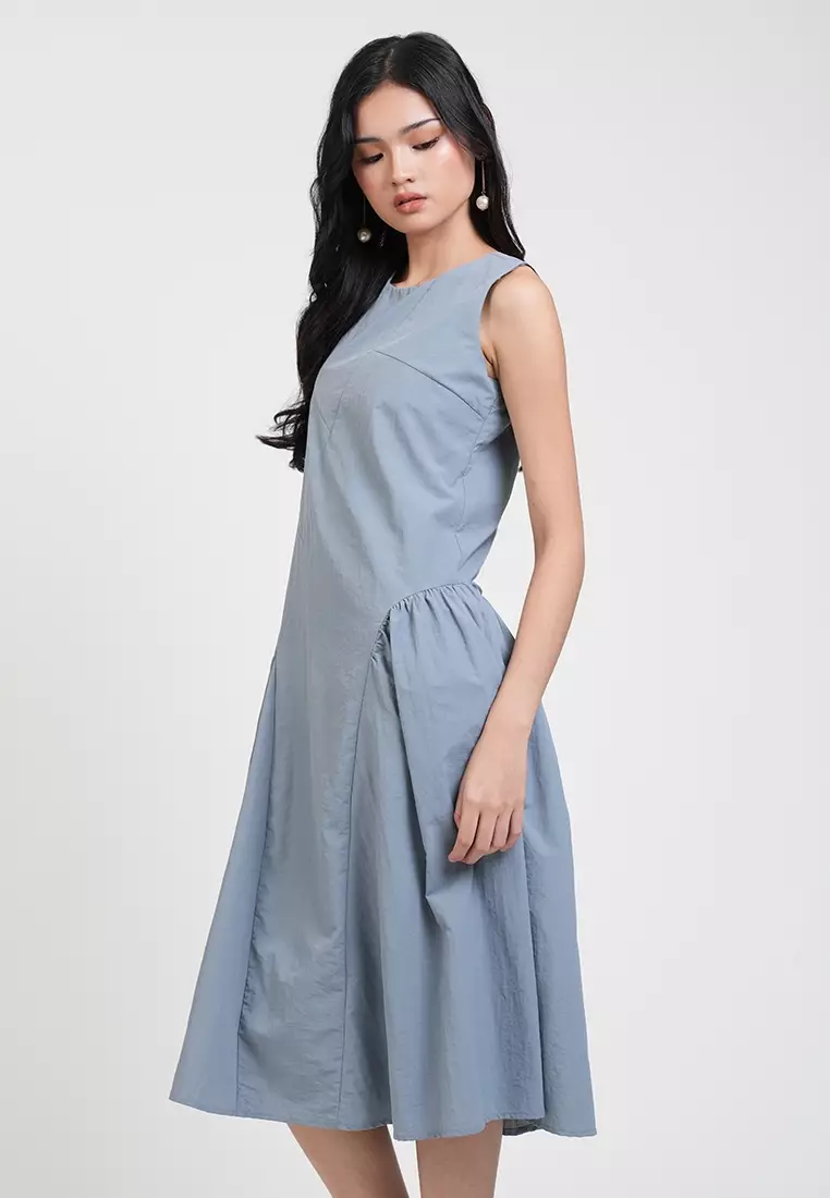 Reign Textured Side Pleat A-line Dress